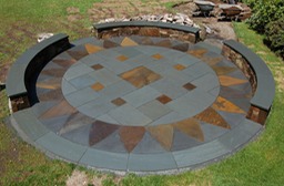 Bluestone patio with sunflower design