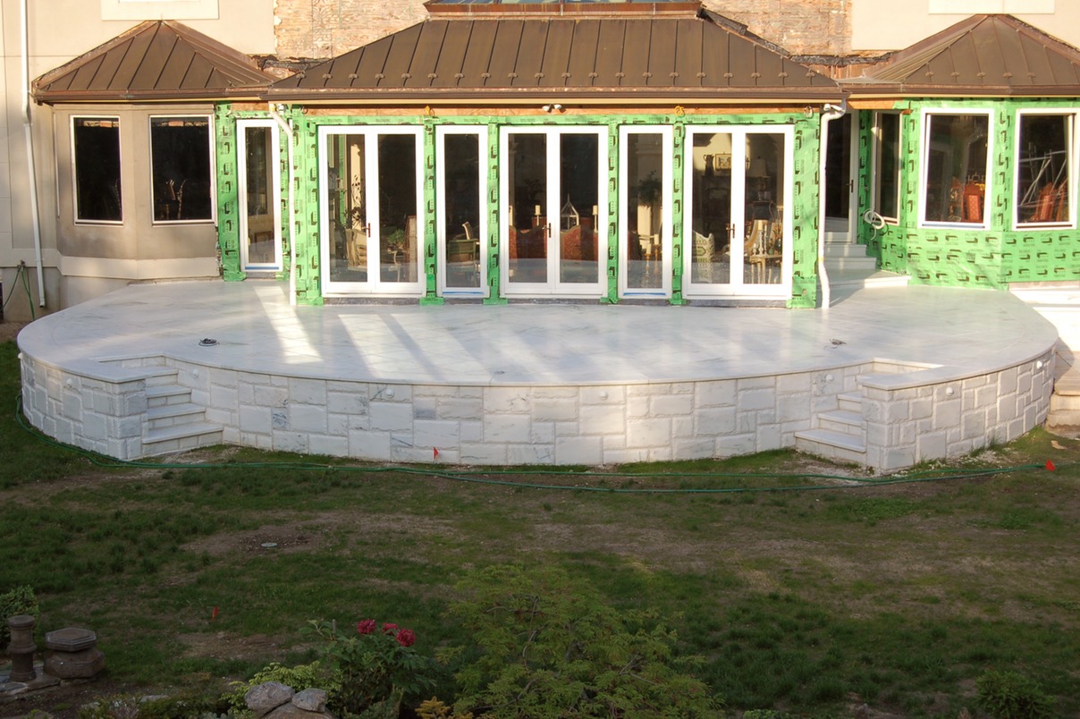 Vermont Danby marble terrace in Westwood, MA